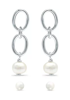 Cheapest โ๏ธ 2 Piece Freshwater Pearl Stud and Drop Earrings Set in Sterling Silver by Belk & Co. ๐ฅฐ