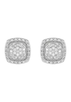 Best reviews of 🔥 1/10 ct. t.w. Diamond Square Stud Earrings in Sterling Silver by Belk & Co. 😉