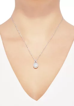 Buy 💯 Lab Created Opal, Blue Topaz, and White Topaz Necklace with 18" Cable Chain in Sterling Silver by Belk & Co. ❤️ -DealsBelk & Co. Store Belk 551