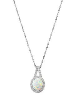 Buy 💯 Lab Created Opal, Blue Topaz, and White Topaz Necklace with 18" Cable Chain in Sterling Silver by Belk & Co. ❤️ -DealsBelk & Co. Store Belk 552