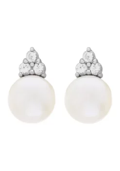 Best reviews of 🛒 Pearl and Lab Created White Sapphire Earrings in Sterling Silver by Belk & Co. ⌛ -DealsBelk & Co. Store Belk 5524
