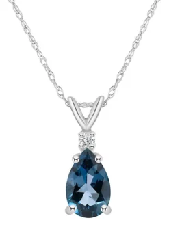 Deals 🎁 14K Gold 8x5 Pear Shape London Blue Topaz Diamond Accent Pendant by Belk & Co. 😀