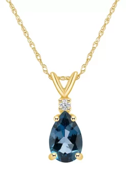 Deals 🎁 14K Gold 8x5 Pear Shape London Blue Topaz Diamond Accent Pendant by Belk & Co. 😀 -DealsBelk & Co. Store Belk 5560