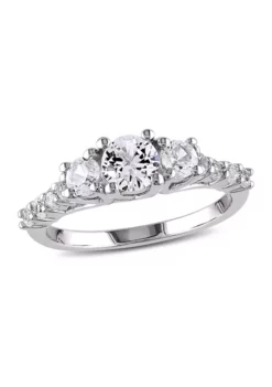 Best Sale 🌟 1.37 ct. t.w. Created White Sapphire 3-Stone Engagement Ring in Sterling Silver by Belk & Co. 🔥