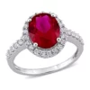 Top 10 🥰 4.15 ct. t.w. Created Ruby and 3/5 ct. t.w. Created White Sapphire Halo Engagement Ring in 10K White Gold by Belk & Co. 🛒