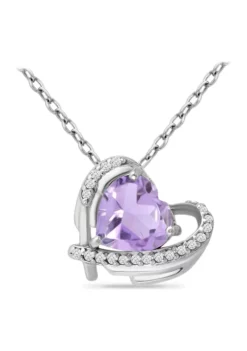 Best reviews of ⭐ 1.54 ct. t.w. Amethyst and White Topaz Heart Necklace, Sterling Silver by Belk & Co. 🛒 -DealsBelk & Co. Store Belk 5590