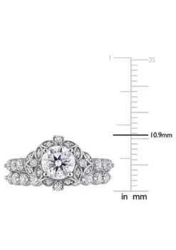 Outlet 🛒 Lab Created Created Moissanite Halo Bridal Ring Set in Sterling Silver by Belk & Co. 💯 -DealsBelk & Co. Store Belk 5611