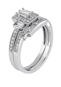Brand new 👍 2 Piece 2/5 ct. t.w. Diamond Baguette Cut Square Vintage Bridal Set in 10k White Gold by Belk & Co. ⌛ -DealsBelk & Co. Store Belk 5624
