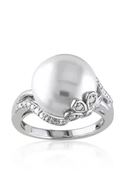Promo 💯 Sterling Silver White Cultured Freshwater Pearl and Diamond Ring by Belk & Co. 🎉 -DealsBelk & Co. Store Belk 5643
