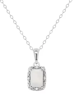 Hot Sale ✔️ Sterling Silver 6x4mm Emerald Cut Opal Diamond Accent Halo Pendant Necklace by Belk & Co. ✔️ -DealsBelk & Co. Store Belk 5648