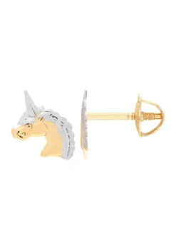 Promo ❤️ Unicorn Earrings in 14K Yellow Gold by Belk & Co. 😀
