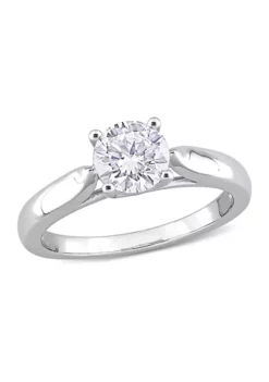 Deals 🧨 1 ct. t.w. Created Moissanite Solitaire Engagement Ring in Sterling Silver by Belk & Co. 🧨