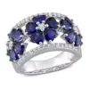 Wholesale 🔔 Lab Created 4.5 ct. t.w. Created Blue and White Sapphire Floral Ring in Sterling Silver by Belk & Co. 🤩