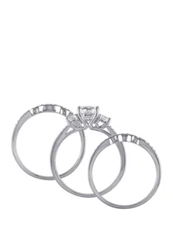 Best deal ✔️ 1.3 ct. t.w. Lab Created White Sapphire and 1/4 ct. t.w. Diamond 3 Piece Bridal Ring Set in 10K White Gold by Belk & Co. ⭐ -DealsBelk & Co. Store Belk 5708
