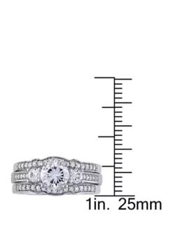 Best deal ✔️ 1.3 ct. t.w. Lab Created White Sapphire and 1/4 ct. t.w. Diamond 3 Piece Bridal Ring Set in 10K White Gold by Belk & Co. ⭐ -DealsBelk & Co. Store Belk 5709