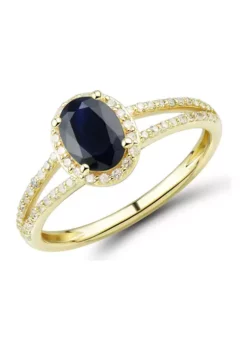 Best deal 🧨 1/5 ct. t.w. Diamond and Sapphire Ring in 10K Yellow Gold by Belk & Co. ✨ -DealsBelk & Co. Store Belk 5716