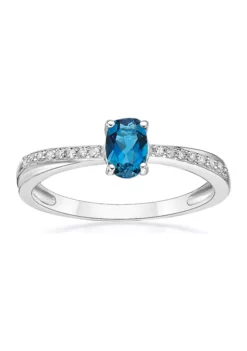 Hot Sale 💯 5/8 ct. t.w. London Blue Topaz and 1/10 ct. t.w. Diamond Ring in Sterling Silver by Belk & Co. 👏