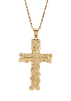 Wholesale 🧨 Nugget Cross Pendant in 10K Yellow Gold by Belk & Co. 🔔
