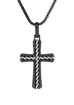 Discount ✔️ Stainless Steel Cross Pendant on 24 Inch Box Chain Necklace by Belk & Co. 👏 -DealsBelk & Co. Store Belk 5751