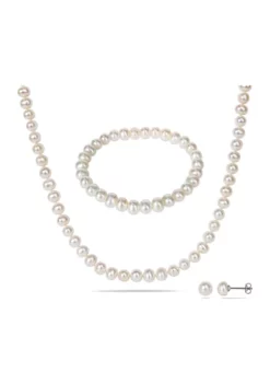 Hot Sale 💯 3-Piece Freshwater Cultured Pearl Bracelet, Necklace, and Earring Set by Belk & Co. 🎁 -DealsBelk & Co. Store Belk 5763