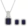 Best reviews of 🎉 6.30 ct. t.w. Created Sapphire And Created White Sapphire Necklace Set in Sterling Silver by Belk & Co. 😉