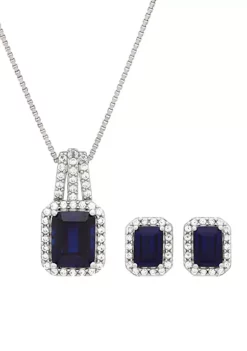 Best reviews of 🎉 6.30 ct. t.w. Created Sapphire And Created White Sapphire Necklace Set in Sterling Silver by Belk & Co. 😉