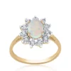 Deals 👍 Opal and Diamond Ring in 10K Yellow Gold by Belk & Co. 🛒