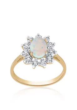 Deals 👍 Opal and Diamond Ring in 10K Yellow Gold by Belk & Co. 🛒 -DealsBelk & Co. Store Belk 5791