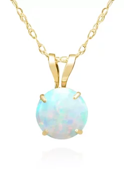 Flash Sale 👏 .20 ct. t.w. Opal Solitaire Pendant Necklace in 14K Yellow Gold by Belk & Co. 😍