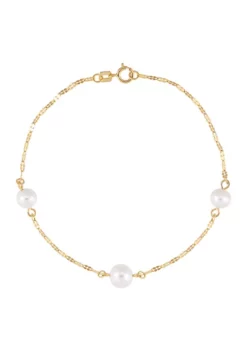 New ❤️ Fresh Water Pearl 14k Yellow Gold Bracelet by Belk & Co. 💯