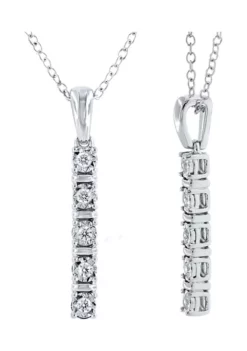 New 🤩 1/10 ct. t.w. Diamond Stick Pendant Necklace in Sterling Silver by Belk & Co. 🎉
