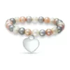 Flash Sale 🧨 Fresh Water Multi Color Pearl Heart Charm Bracelet in Sterling Silver by Belk & Co. 🎁