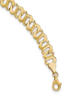 Best Pirce 🛒 Mens 14K Yellow Gold Polished and Textured Link Bracelet by Belk & Co. 🧨 -DealsBelk & Co. Store Belk 5912