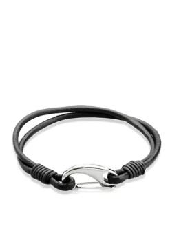 Best Pirce 🥰 Men's Leather and Stainless Steel Bracelet by Belk & Co. 🎁
