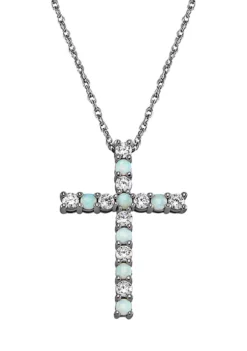 Wholesale 🥰 Created Opal Cross Pendant Necklace in Sterling Silver by Belk & Co. 😉