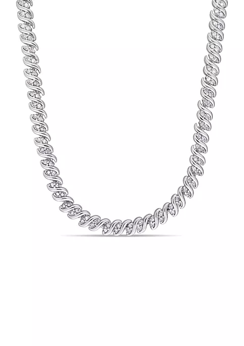 New โญ 2 ct. t.w. Diamond Twist Tennis Necklace in Sterling Silver by Belk & Co. ๐ 1 New โญ 2 ct. t.w. Diamond Twist Tennis Necklace in Sterling Silver by Belk & Co. ๐
