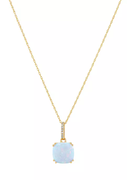 Best Pirce โ๏ธ Created Opal Pendant Necklace in 10K Yellow Gold by Belk & Co. ๐ 3 Best Pirce โ๏ธ Created Opal Pendant Necklace in 10K Yellow Gold by Belk & Co. ๐ - Image 3