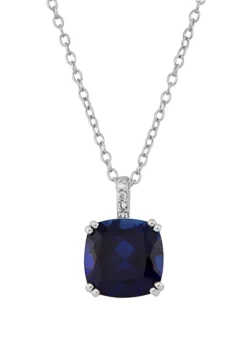 Buy 🧨 4.35 ct. t.w. Sapphire and 1/10 ct. t.w. Diamond Chain Pendant Necklace in Sterling Silver by Belk & Co. 🛒 -DealsBelk & Co. Store Belk 5975