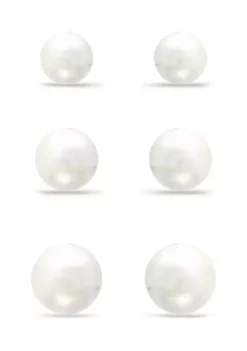 Best reviews of 💯 Fresh Water Pearl Stud Earrings 3-Piece Set in Sterling Silver by Belk & Co. ❤️