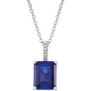 Outlet ⌛ 4.3 ct. t.w. Sapphire and 0.021 Diamond Chain Pendant Necklace in Sterling Silver by Belk & Co. ❤️