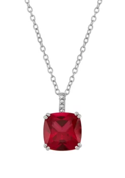 New ⌛ 4 ct. t.w. Ruby and 1/10 ct. t.w. Diamond Chain Pendant Necklace in Sterling Silver by Belk & Co. 👏 -DealsBelk & Co. Store Belk 6064