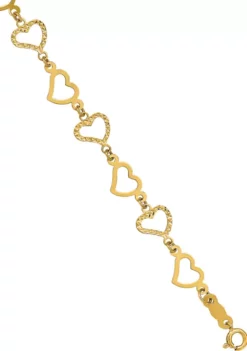 Hot Sale 🔔 14K Yellow Gold Flat Diamond Cut Open Hearts 7.25 Inch Bracelet by Belk & Co. ✔️ -DealsBelk & Co. Store Belk 6102