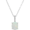 Deals 💯 1 ct. t.w. Created Opal and 1/10 ct. t.w. Diamond Oval Pendant Necklace in Sterling Silver by Belk & Co. 🔔