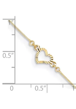 Buy 🌟 14K Yellow Gold Adjustable Fancy Heart 9 Inch Plus 1 Inch Extension Anklet by Belk & Co. 🤩 -DealsBelk & Co. Store Belk 6160