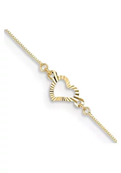 Buy 🌟 14K Yellow Gold Adjustable Fancy Heart 9 Inch Plus 1 Inch Extension Anklet by Belk & Co. 🤩 -DealsBelk & Co. Store Belk 6161