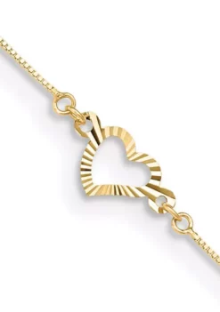 Buy 🌟 14K Yellow Gold Adjustable Fancy Heart 9 Inch Plus 1 Inch Extension Anklet by Belk & Co. 🤩 -DealsBelk & Co. Store Belk 6163