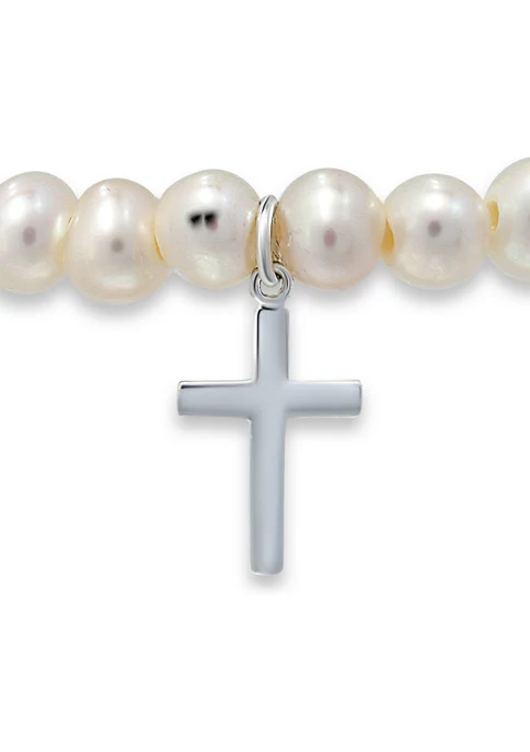 New 😀 Freshwater Pearl Bracelet with Cross Charm by Belk & Co. 👏 2 New 😀 Freshwater Pearl Bracelet with Cross Charm by Belk & Co. 👏 - Image 2