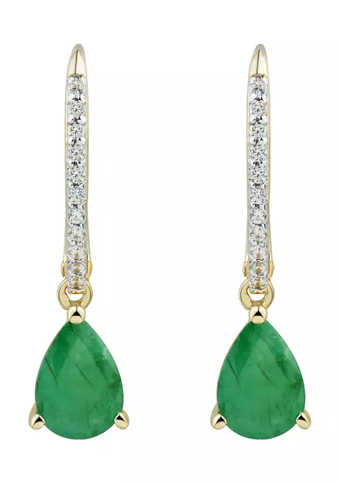 Top 10 ๐ 1/10 ct. t.w. Diamond and Emerald Earrings in 14K Yellow Gold by Belk & Co. โค๏ธ 2 Top 10 ๐ 1/10 ct. t.w. Diamond and Emerald Earrings in 14K Yellow Gold by Belk & Co. โค๏ธ - Image 2