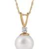 Coupon 😀 Freshwater Pearl & Diamond Necklace in 10K Yellow Gold by Belk & Co. 😍