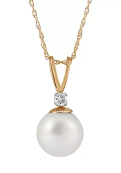Coupon 😀 Freshwater Pearl & Diamond Necklace in 10K Yellow Gold by Belk & Co. 😍